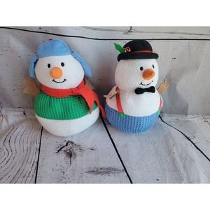 Hallmark 2 CHILL BUDDYSNOWMAN WITH BELL 6" Plush Stuffed Animal Toy